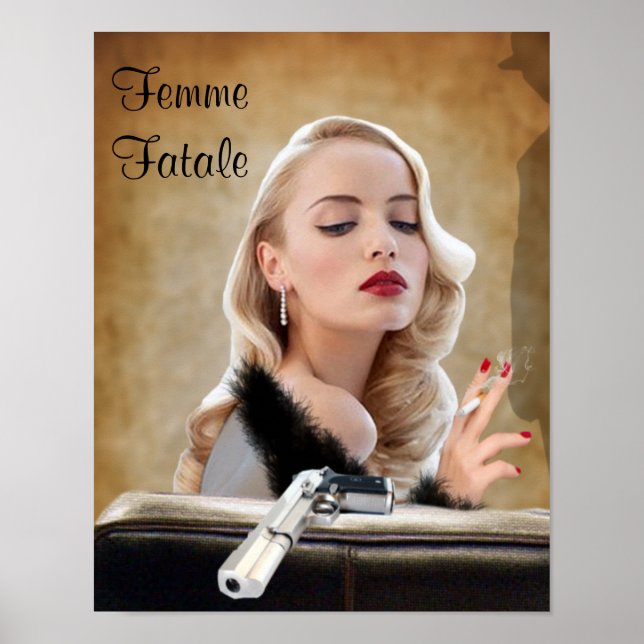 Affiches Retro Femme Fatale Diva - Fumer et les armes à feu (Devant)