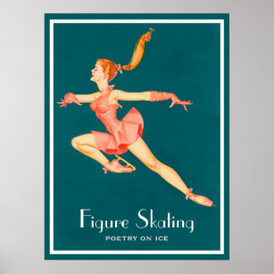 Affiches Retro Image of A Figure Skater In A Pink Outfit