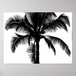 Affiches Rétro noir tropical hawaïen de silhouette de