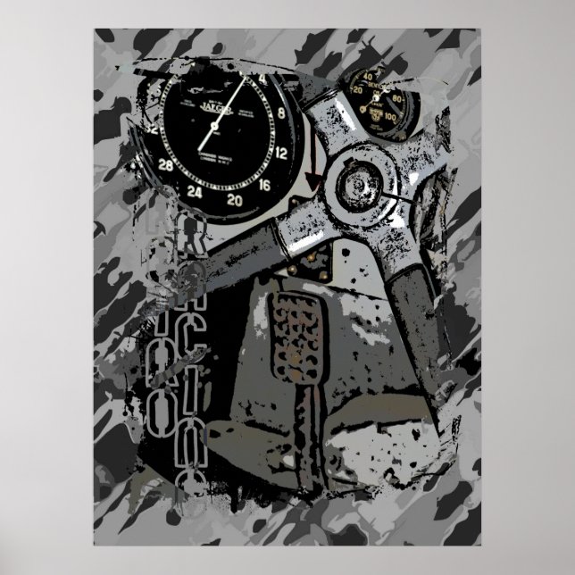 Affiches Retro Racing - Gray Splatter (Devant)