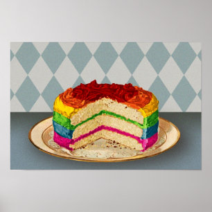 Affiches Retro Rainbow Cake