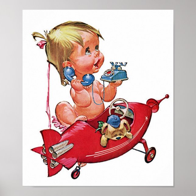 Affiches Retro Rocket Girl (Devant)