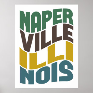 Affiches Rétro vague de Naperville l'Illinois