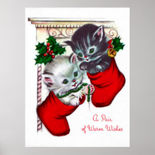 Affiches Rétro Vintage Kitties de Noël