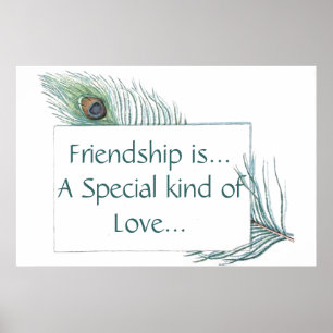 Affiches Retro Vintage Peacock Feather Friendship Citation