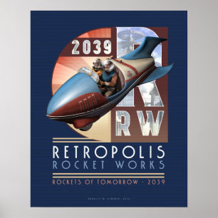 Affiches Retropolis Rocket travaille l'affiche (16x20")