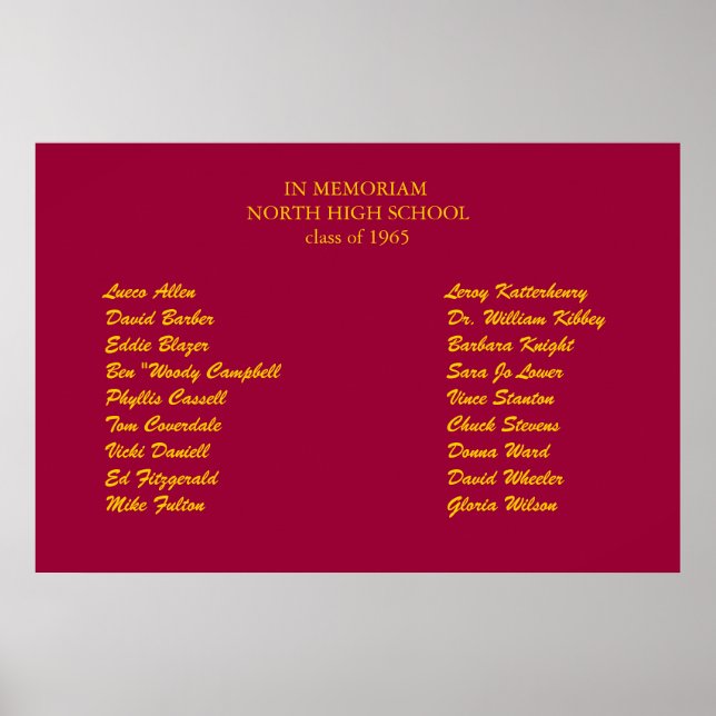 Affiches réunion de classe dans l'affiche commémorative (Devant)