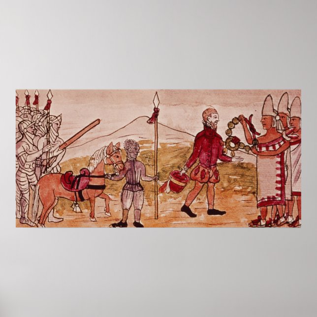 Affiches Réunion de Hernando Cortes et Montezuma (Devant)