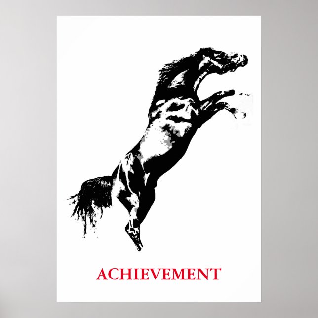 Affiches Réussite inspirante Cheval Blanc Noir (Devant)