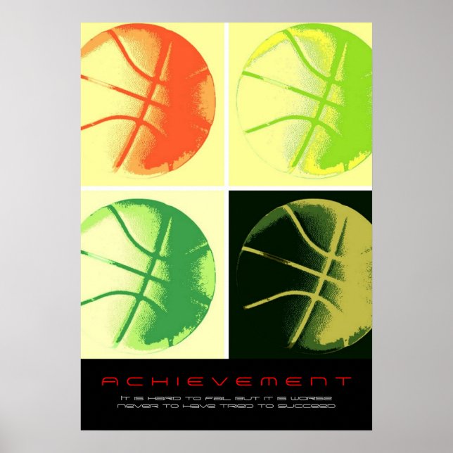 Affiches Réussite Motivationnelle Basketball Sport Pop Art (Devant)
