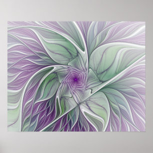 Affiches Rêve de fleurs, Abstrait violet vert Fractal Art