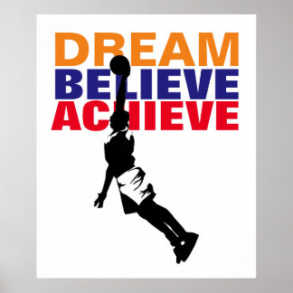 Affiches Rêve Motivation Croire Atteindre Basketball