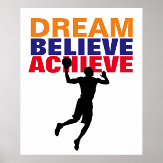 Affiches Rêve Motivation Croire Atteindre Basketball