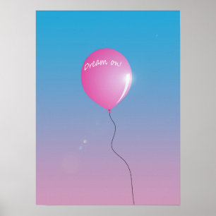 Affiches Rêver sur Citer Ballon rose dans le ciel inspiré