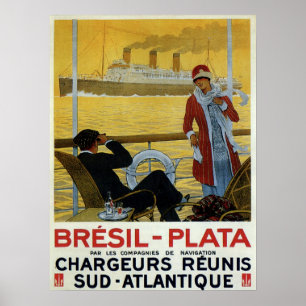 Affiches Revêtement d'océan vintage à l'annonce du Brésil