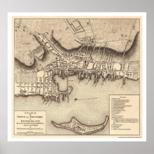 Affiches Revolutionary War Newport Map - 1777