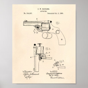 Affiches Revolver 1886 Brevet Art Vieux Poivre