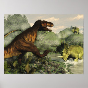 Affiches Rex de Tyrannosaurus luttant contre le