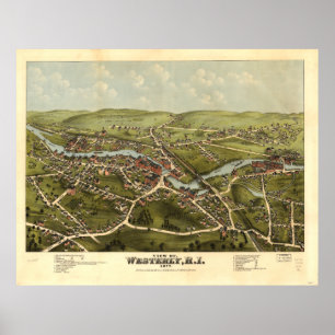 Affiches Rhode Ouest 1877 Antique Carte Panoramique