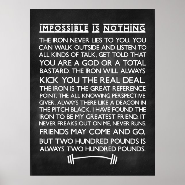 Affiches Rien n'est impossible Gym Motivational Chalkboard (Devant)