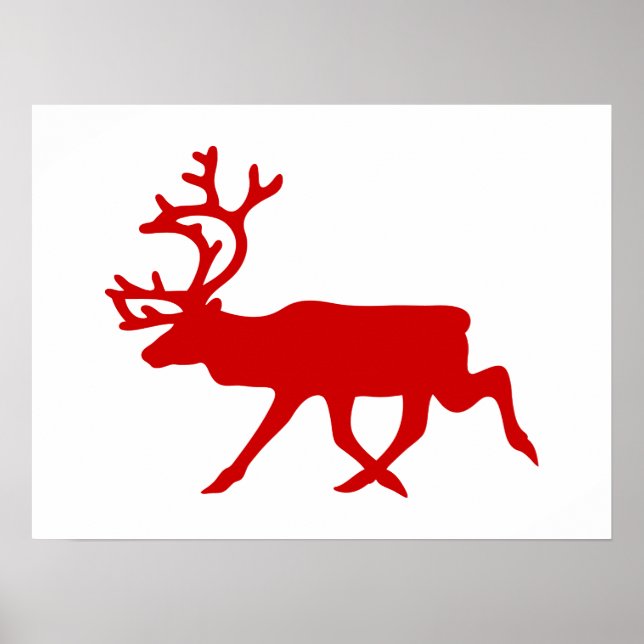 Affiches Rindeer rouge / Silhouette caribou (Devant)