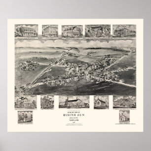 Affiches Rising Sun, MD Panoramic Map - 1907