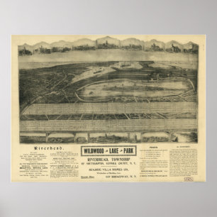 Affiches Riverhead New York 1903 Antique Panoramic Map