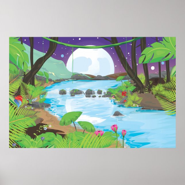 Affiches Rivière de la forêt tropicale (Devant)