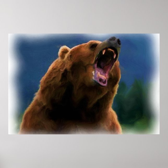 AFFICHES ROARING GRIZZLY BEAR (Devant)