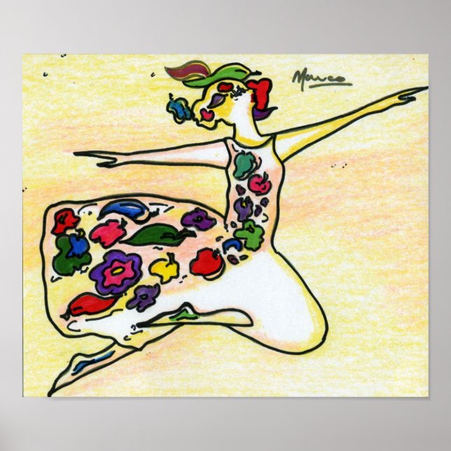 Affiches Robe florale couleur aquarelle Ballerina (Devant)