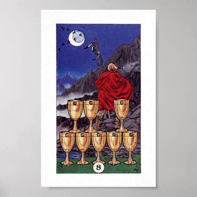 Affiches Robin Tarot en bois - 8 tasses (Devant)