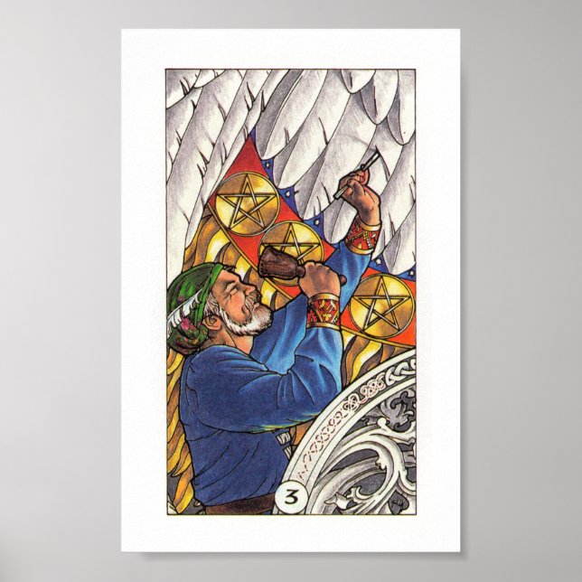 Affiches Robin Wood Tarot - 3 de Pentacles (Devant)