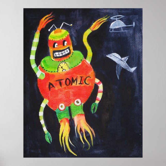 Affiches Robot Retro pop art Vintage (Devant)