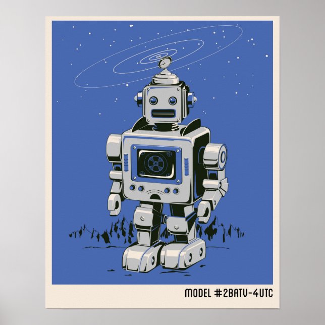 Affiches Robot vintage 2 bleu (Devant)