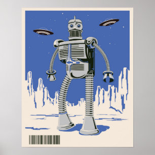 Affiches Robot vintage 3 bleu
