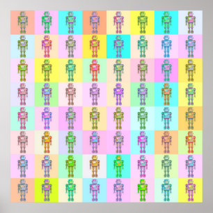 Affiches Robots Art Pop Retro v1