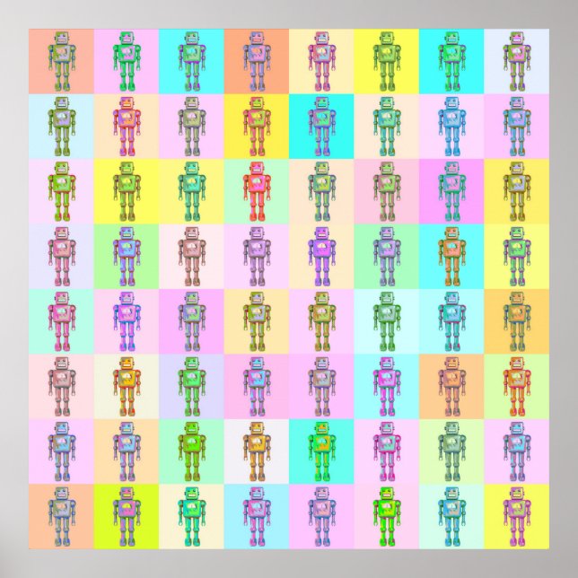 Affiches Robots Art Pop Retro v1 (Devant)