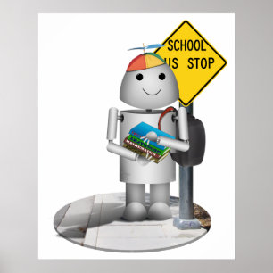 Affiches Robox9 à l'arrêt de bus - Retour à l'école
