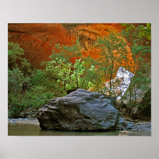 Affiches Rocher du parc national Zion dans la rivière Virgi (Devant)