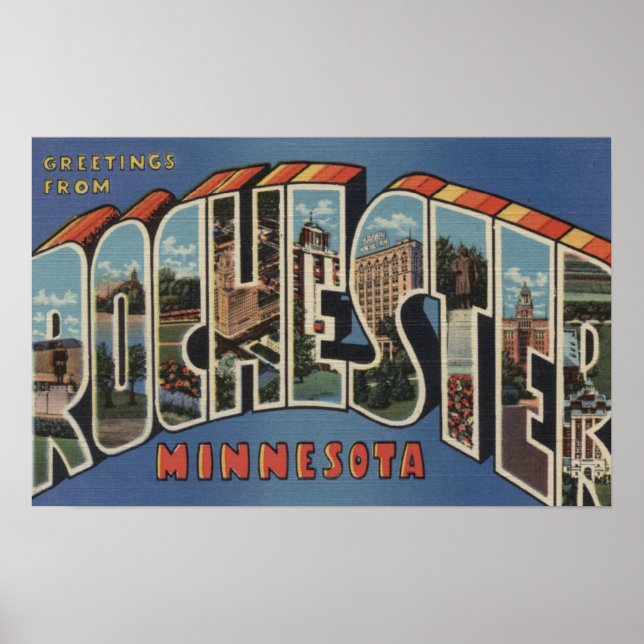 Affiches Rochester, Minnesota - Scènes de grandes lettres (Devant)