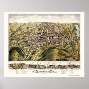 Affiches Rockville, carte panoramique de CT - 1877