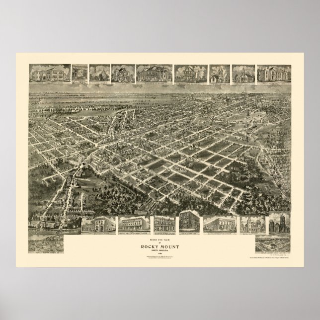 Affiches Rocky Mount, NC Carte panoramique - 1907 (Devant)