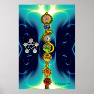 AFFICHES ROD OF ASCLEPIUS 7 CHAKRAS,YOGA ,SPIRITUAL ENERGY