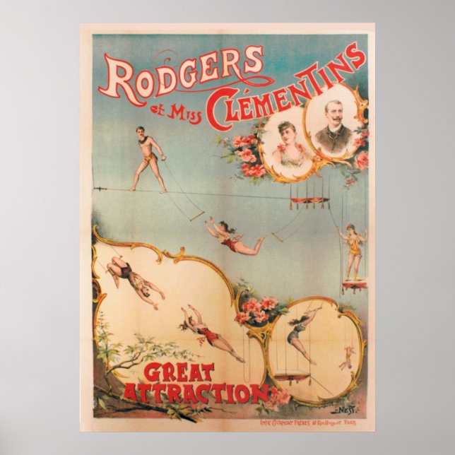 Affiches Rodgers et Miss Clementins, grande attraction (Devant)