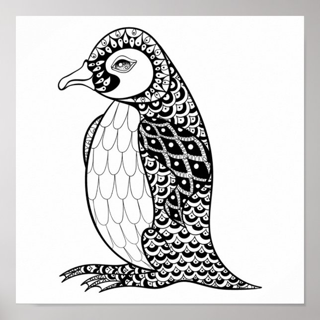 Affiches Roi artistique Penguin Zendoodle 2 (Devant)
