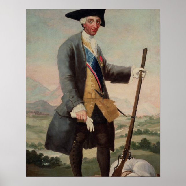 Affiches Roi Charles III (1716-88) comme chasseur, 1786/88 (Devant)