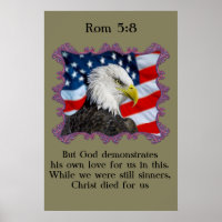 Rom 5:8 Avec un aigle devant le drapeau américain