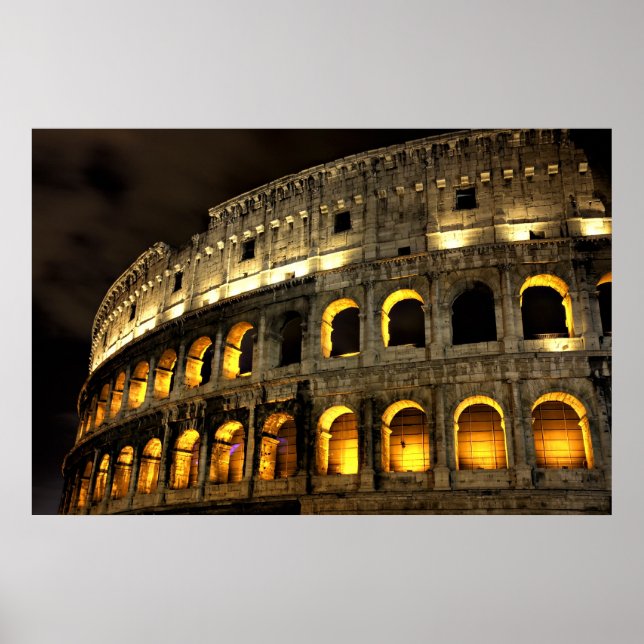 Affiches Rome - Illuminated colosseum at night (Devant)