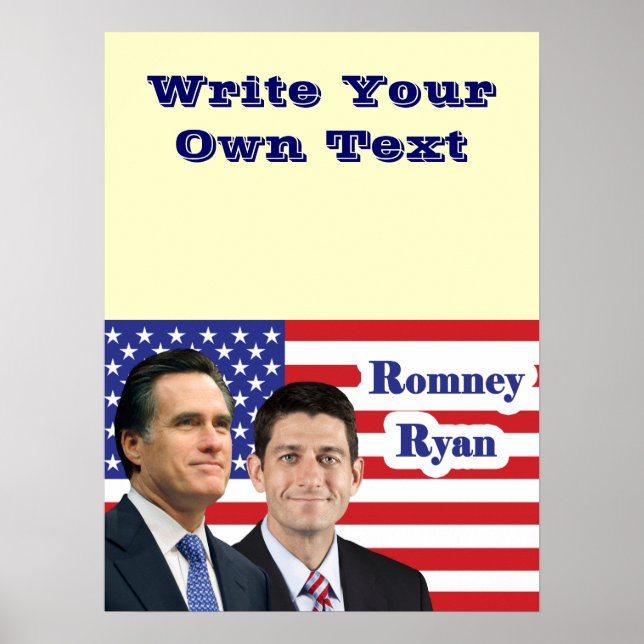 Affiches Romney Ryan - Écrivez votre propre texte (Devant)
