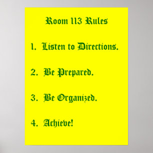Affiches Room 113 Rules